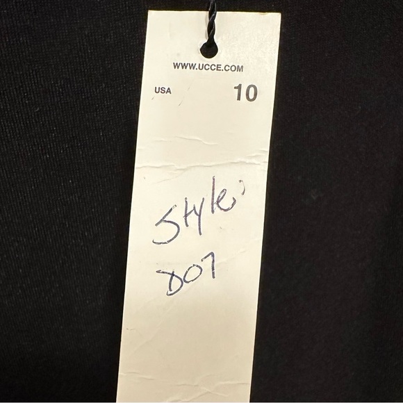 Uccé Black White Sheath Fitted Dress 10 NWT cap sleeve USA career modest formal - Picture 12 of 12